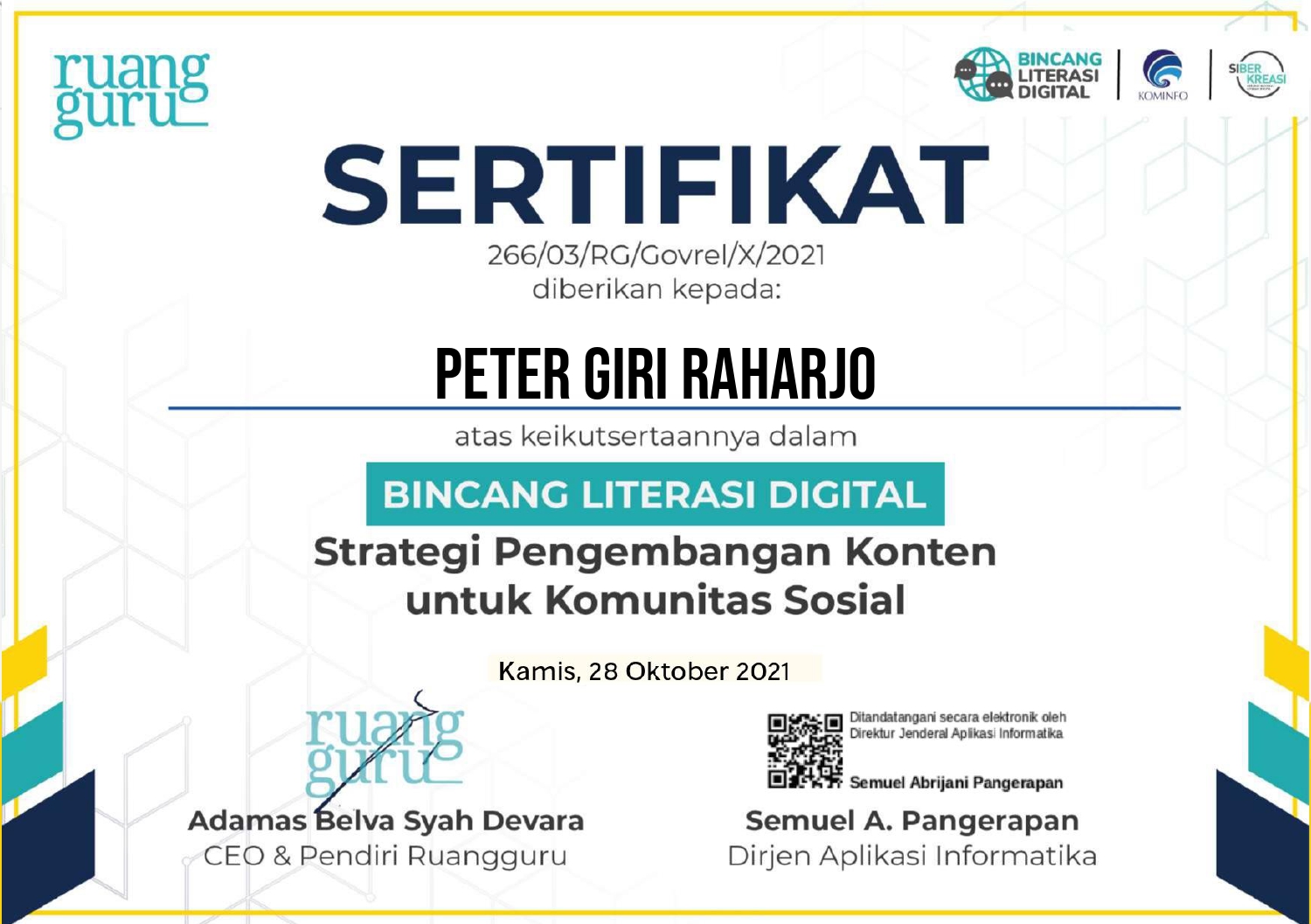 Certificate 1