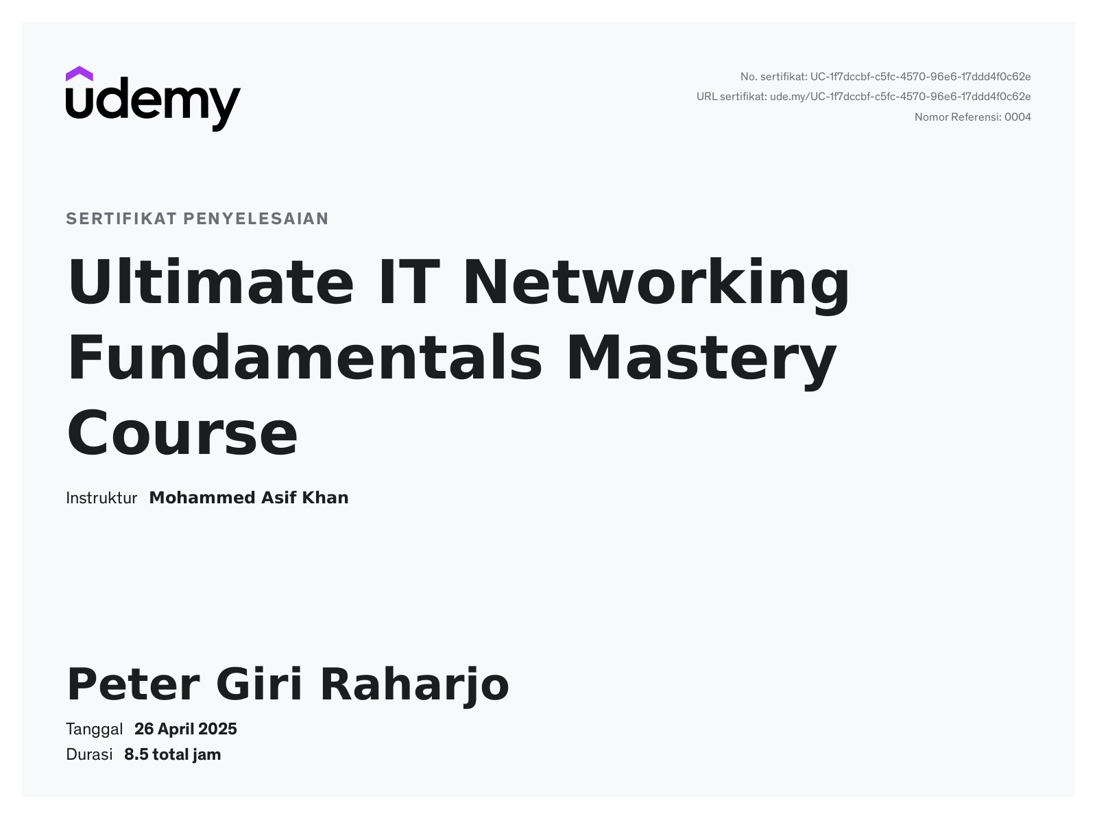 Certificate 1