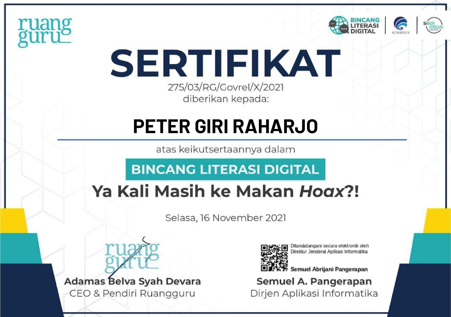 Certificate 1